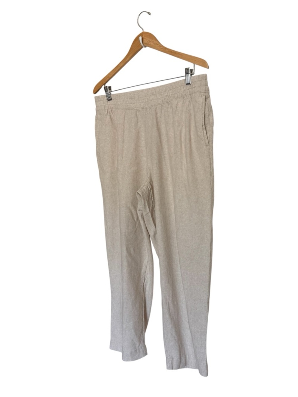 Old Navy Natural Linen Blend Elastic Waist Straight Leg Pants Size Large - Picture 5 of 8